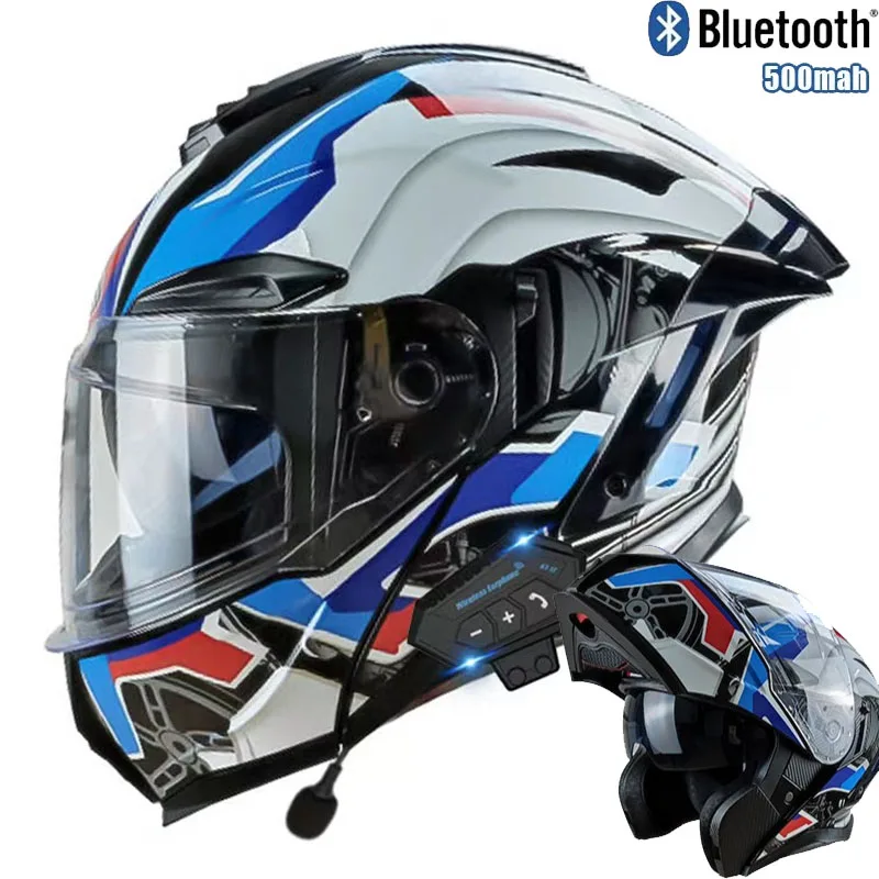 Full Face Motorcycle Helmet With Bluetooth - Casque de moto rabattable avec Bluetooth