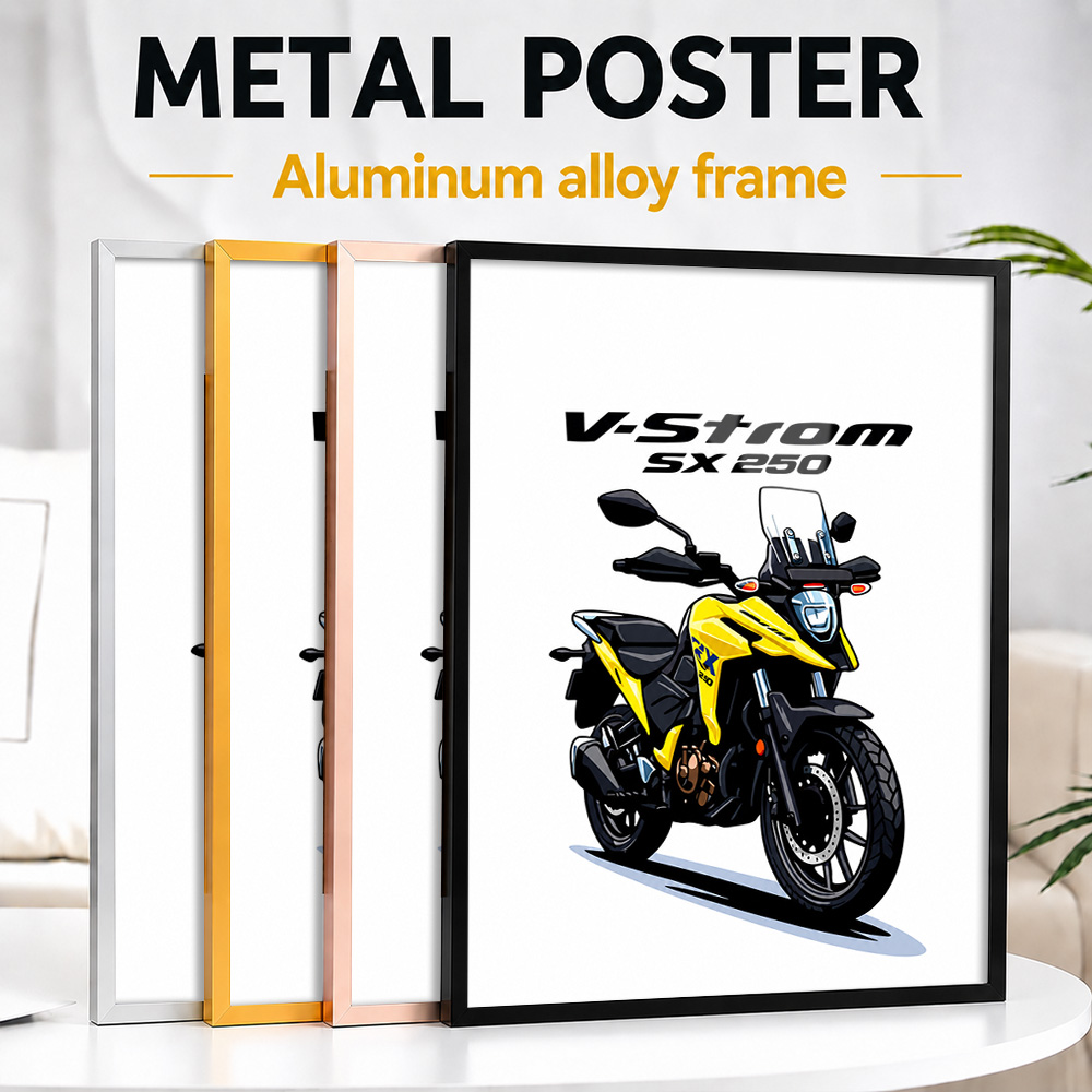 Riding Gear - Affiche métallique encadrée de moto V-Strom