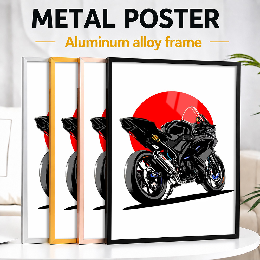 Riding Gear - Affiche en métal d’aluminium avec cadre