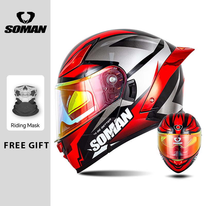 SOMAN casque modulaire rabat i - Dual Visor Motorcycle Racing Helmet avis et prix